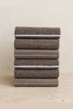 6-Piece Kitchen & Hand Towel Set - Anthracite Striped 30x50 cm Cotton-Blend Towels - Image 2