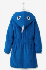 Kids Hooded Bathrobe with Shark Design - Navy Blue Cotton Boys & Girls Bath Robe - Image 2