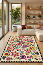 Round Washable Non-Slip Printed Area Rug - Multicolour Living Room, Kitchen & Hallway Carpet - Image 2