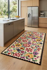 Round Washable Non-Slip Printed Area Rug - Multicolour Living Room, Kitchen & Hallway Carpet - Image 3