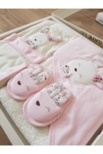 4-Piece Baby Bathrobe & Towel Set - 100% Turkish Cotton Animal Design Newborn Bath Set