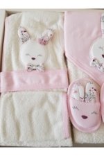 4-Piece Baby Bathrobe & Towel Set - 100% Turkish Cotton Animal Design Newborn Bath Set - Image 2