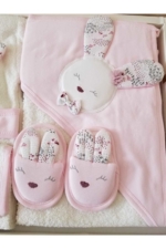 4-Piece Baby Bathrobe & Towel Set - 100% Turkish Cotton Animal Design Newborn Bath Set - Image 3