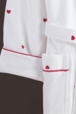 Love Series Heart-Embroidered Hooded Bathrobe - Red 100% Turkish Cotton Women's Short Robe - Image 4