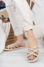 Women's Beige Non-Slip Washable Slippers - Orthopaedic Bath, Beach & Home Slides - Image 3