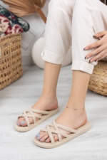 Women's Beige Non-Slip Washable Slippers - Orthopaedic Bath, Beach & Home Slides - Image 4