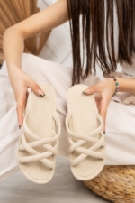 Women's Beige Non-Slip Washable Slippers - Orthopaedic Bath, Beach & Home Slides - Image 5