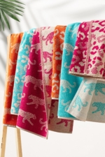 2-Piece Face & Hand Towel Set with Leopard Jacquard - 50x70 cm 100% Turkish Cotton Towels - Image 4