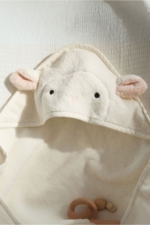 Hooded Baby Swaddle Towel with Lamb Ears - Pink 100% Turkish Cotton Soft Newborn Bath Towel 75x75 cm