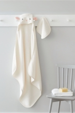 Hooded Baby Swaddle Towel with Lamb Ears - Pink 100% Turkish Cotton Soft Newborn Bath Towel 75x75 cm - Image 2