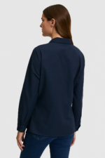 U.S. Polo Assn. Women's Navy Long Sleeve Shirt - Stand Collar Cotton-Blend Basic Blouse - Image 5