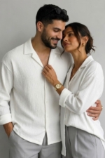 Women's Off-White Crinkle Oversize Shirt - No-Iron Textured Long Sleeve Blouse - Image 5