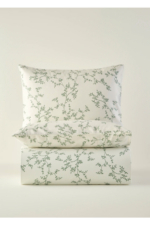 Lauren Double Duvet Cover Set in Green - Striped Cotton-Blend 3-Piece Bedding - Image 5