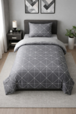 Single Duvet Cover Set in Black - 100% Turkish Cotton 3-Piece Breathable Bedding with Fitted Sheet