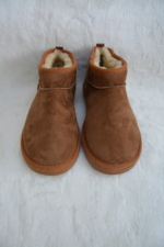 Women's Grey Ultra Mini Faux Suede Ankle Boots - Fur-Lined Flat Winter Booties - Image 4