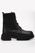 Women's Black Fur-Lined Winter Ankle Boots - Non-Slip Rubber Sole Lace-Up Booties - Image 2