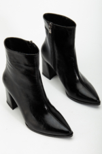 Women's Black Side-Zip Block Heel Ankle Boots - Faux Leather Mid-Heel Booties - Image 3