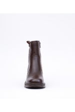 Women's Brown Genuine Leather Ankle Boots - Mid-Heel Side-Zip Winter Booties - Image 4