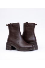 Women's Brown Genuine Leather Ankle Boots - Mid-Heel Side-Zip Winter Booties - Image 6