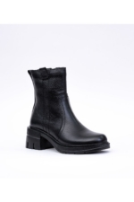 Women's Black Genuine Leather Ankle Boots - Mid-Heel Side-Zip Winter Booties - Image 4