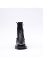 Women's Black Genuine Leather Ankle Boots - Mid-Heel Side-Zip Winter Booties - Image 5