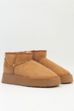 Pierre Cardin PC-52709 Women's Tan Faux Suede Ankle Boots - Flat Pull-On Booties - Image 2