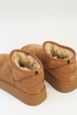 Pierre Cardin PC-52709 Women's Tan Faux Suede Ankle Boots - Flat Pull-On Booties - Image 4