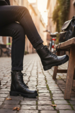 Women's Black Cold-Resistant Everyday Boots - Stitched Non-Slip Sole Lace-Up Winter Booties - Image 2