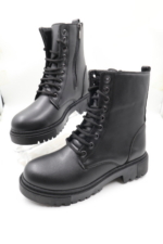 Women's Black Cold-Resistant Everyday Boots - Stitched Non-Slip Sole Lace-Up Winter Booties - Image 3
