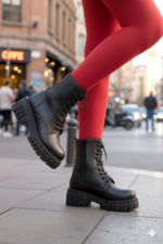 Women's Black High-Sole Fur-Lined Winter Boots - Lace-Up Zip Chunky Platform Booties - Image 2