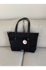 Baglovis Large Black Faux Leather Shoulder Bag - Ring-Detail Strap Women's Tote Handbag - Image 5