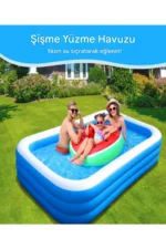 210x135x60 cm Large Rectangular Inflatable Pool - Family and Kids Blow Up Swimming Pool - Image 5