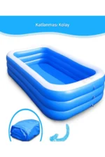 210x135x60 cm Large Rectangular Inflatable Pool - Family and Kids Blow Up Swimming Pool - Image 6