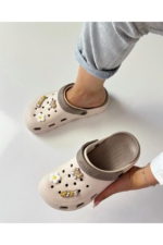 Closed-Toe EVA Clogs with Cross Straps - Cream Double-Sole Garden, Bathroom & Nursing Clogs - Image 2