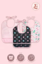 3-Pack Liquid Waterproof Baby Feeding Bib Burp Cloth Tie-On 3-Piece Set - Image 3