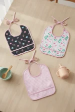 3-Pack Liquid Waterproof Baby Feeding Bib Burp Cloth Tie-On 3-Piece Set - Image 7