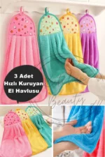 3-Piece Coral Fleece Hand and Face Towel Set - Fast Drying Soft Absorbent Hanging Towel Multi-Color