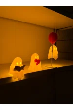 3-Piece LED Ghost Figurine Set - Reading, Heart & Balloon Decorative Tabletop Lamp - Image 2