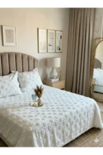 3-Piece Pom-Pom Double Bedspread Set Cream Ecru