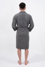 4-Piece Family Cotton Bathrobe & Towel Set - Grey - Image 3