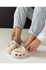 Closed-Toe EVA Clogs with Cross Straps - Cream Double-Sole Garden, Bathroom & Nursing Clogs - Image 3