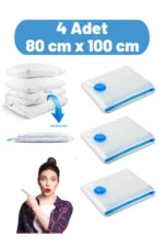 4-Piece Vacuum Storage Bag Set (80x100 cm) - Space Saver Bags for Comforters, Closet and Suitcase Organizer