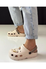 Closed-Toe EVA Clogs with Cross Straps - Cream Double-Sole Garden, Bathroom & Nursing Clogs - Image 5
