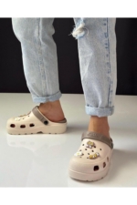 Closed-Toe EVA Clogs with Cross Straps - Cream Double-Sole Garden, Bathroom & Nursing Clogs - Image 6
