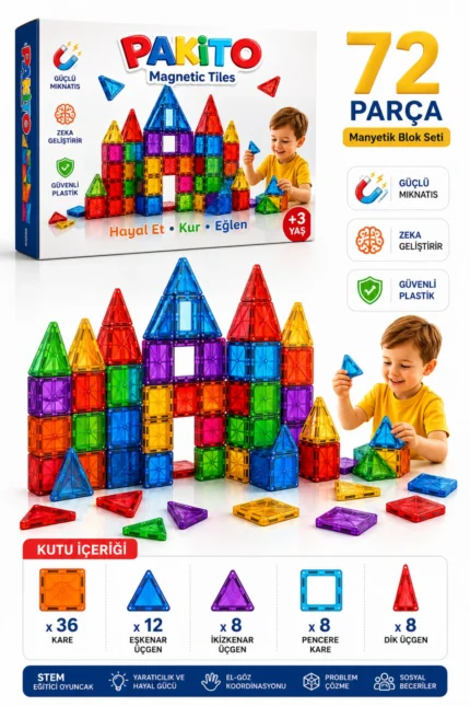 72-Piece Original Magnetic Building Blocks Educational Magnetic Toy Set