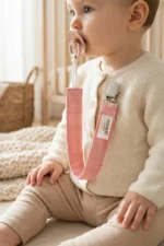 Baby Clip-On Teething Toy Holder 3-Pack Pacifier Chain Strap Girl Powder Pink Patterned Set - Image 2