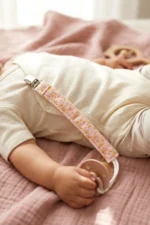 Baby Clip-On Teething Toy Holder 3-Pack Pacifier Chain Strap Girl Powder Pink Patterned Set - Image 3