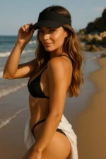 Black Extended Sun Visor Hat - UV Protection Open Top Cap for Sports and Beach - Image 5