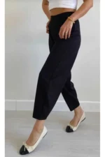 Black Scuba Crepe Harem Balloon Pants - Image 2
