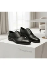 Black Textured Leather Classic Shoes